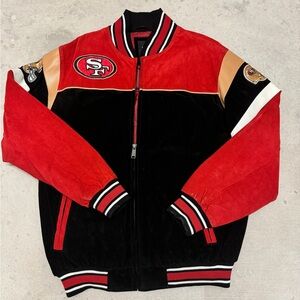 NFL San Francisco 49ers Leather Bomber Jacket Authentic Heavyweight Size L/G